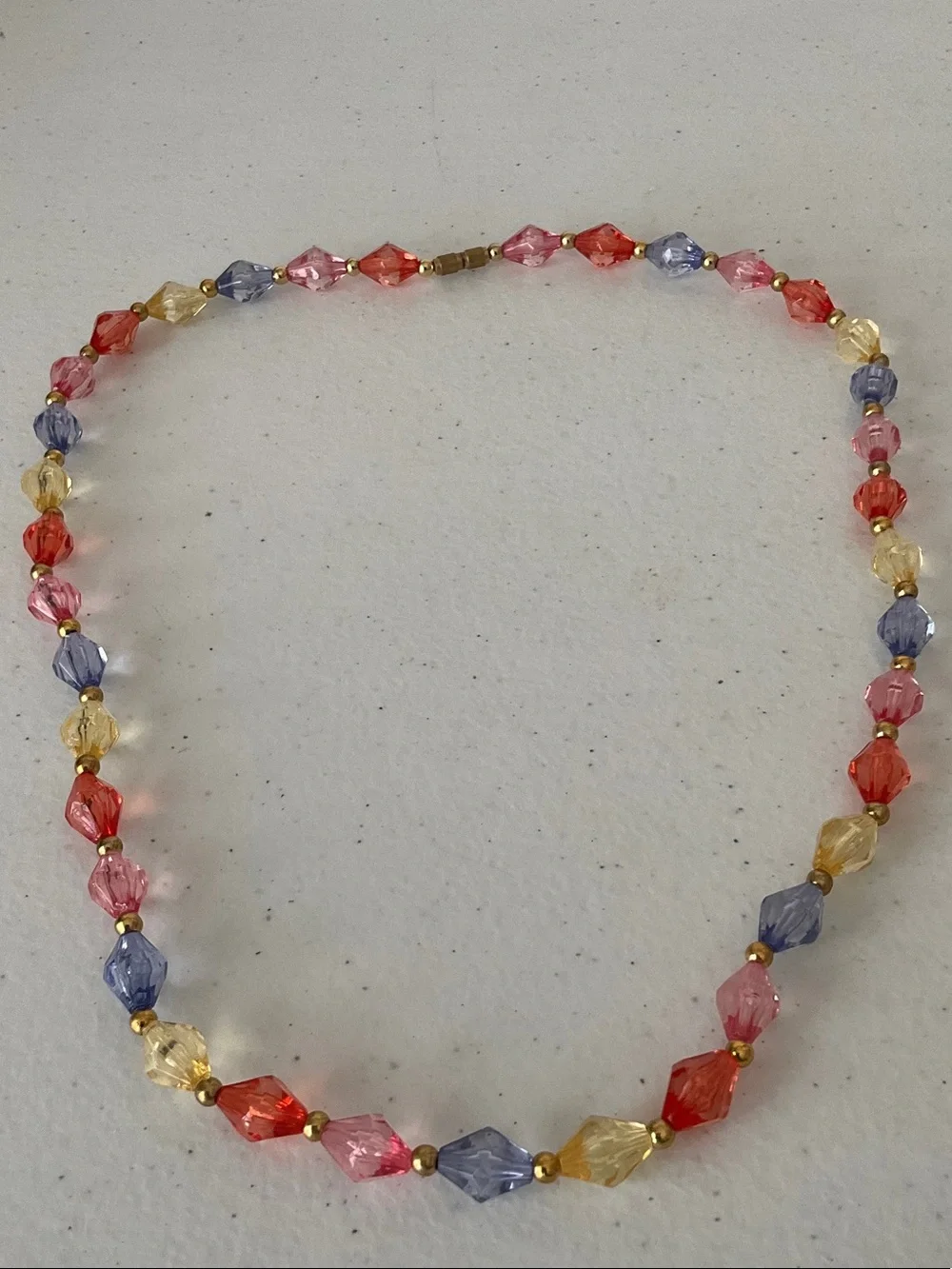 Multicolor Faceted Bead Necklace with Gold Accents